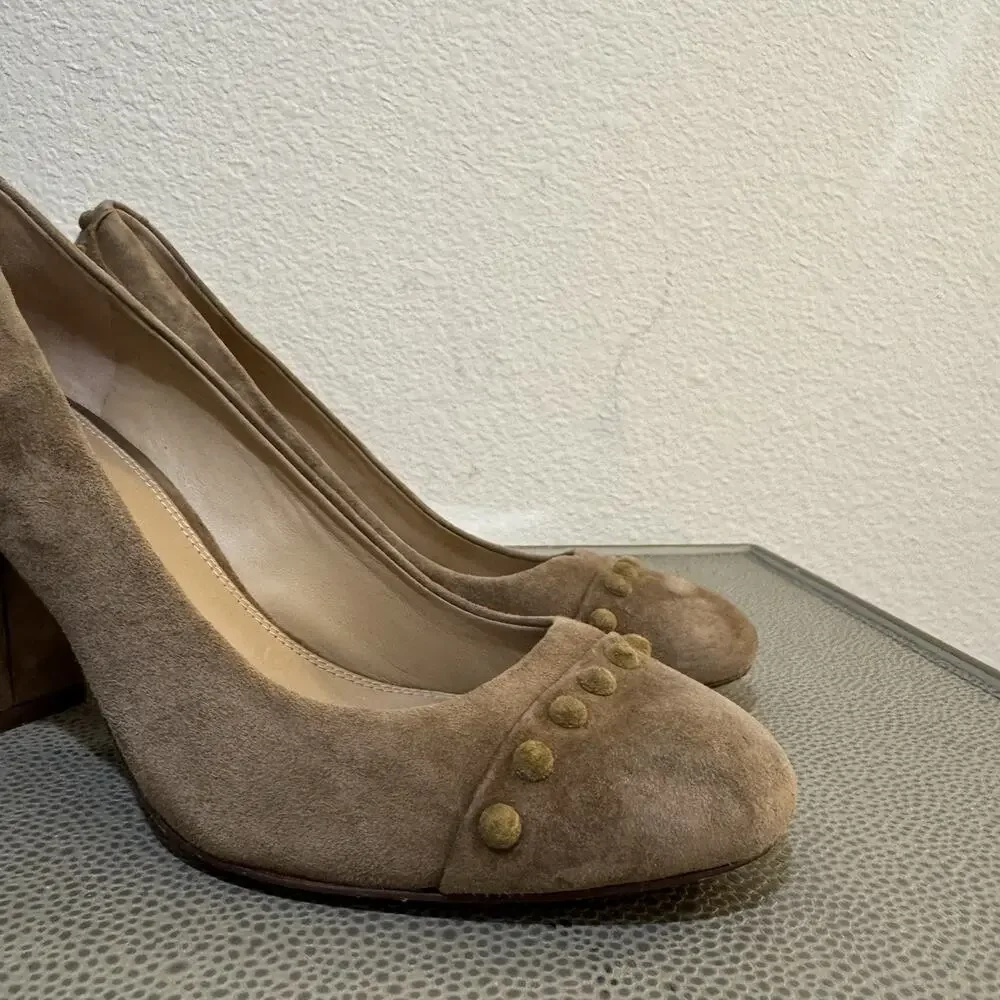 Tory Burch Brown Tan Colt 85mm Soho Suede Pump Sz 8.5 M